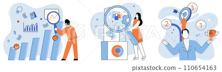 Business manage. Vector illustration. Effective communication fosters collaboration and understanding Market analysis is crucial in developing effective marketing strategies Employment opportunities 110654163