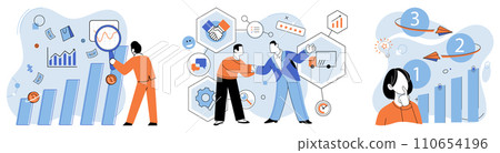 Business manage. Vector illustration. Business managers strategize to achieve their objectives Effective communication is vital in business management Innovation plays significant role in corporate Business manage. Vector illustration. Business managers strategize to achieve their objectives Effective communication is vital in business management Innovation plays significant role in corporate 110654196