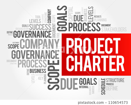 Project Charter - statement of the scope, objectives, and participants in a project, word cloud text concept for presentations and reports Project Charter - statement of the scope, objectives, and participants in a project, word cloud text concept for presentations and reports 110654573
