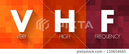 VHF - Very High Frequency acronym, technology concept background VHF - Very High Frequency acronym, technology concept background 110654685