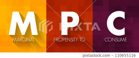 MPC Marginal Propensity to Consume - proportion of an increase in income that gets spent on consumption, acronym text concept background 110655116