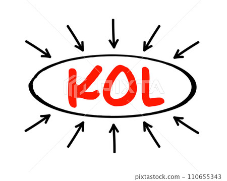 KOL - Key Opinion Leader is a trusted, well-respected influencer with proven experience and expertise in a particular field, acronym concept with arrows KOL - Key Opinion Leader is a trusted, well-respected influencer with proven experience and expertise in a particular field, acronym concept with arrows 110655343