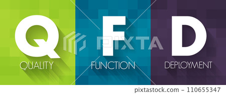 QFD Quality Function Deployment - method developed to help transform the voice of the customer into engineering characteristics for a product, acronym text concept background QFD Quality Function Deployment - method developed to help transform the voice of the customer into engineering characteristics for a product, acronym text concept background 110655347