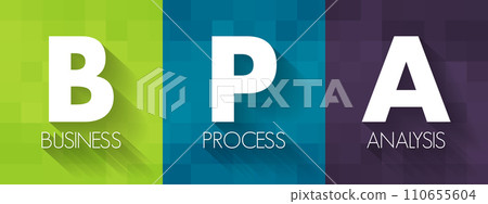 BPA Business Process Analysis - methodology to understand the health of different operations within a business to improve process efficiency, acronym text concept background 110655604