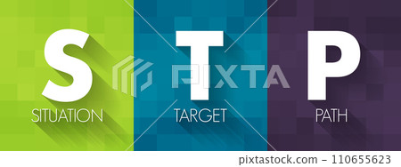 STP Situation Target Path - simple overview of the strategic planning method, acronym text concept background 110655623