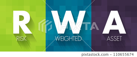 RWA Risk Weighted Asset - bank's assets or off-balance-sheet exposures, weighted according to risk, acronym text concept background 110655674