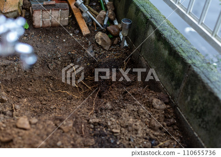 Wood deck construction 110655736