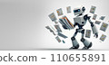 Working robot. A robot that checks the contents of documents. AI robot that examines documents. evolution of technology 110655891