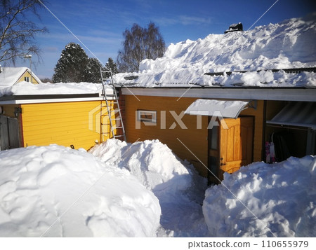 deep snow winter in the North of Sweden 2019 110655979