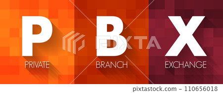 PBX Private Branch eXchange - term for a telephone system or an interphone network, acronym text concept background 110656018
