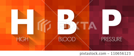 HBP High blood pressure - hypertension, is blood pressure that is higher than normal, acronym text concept background 110656123