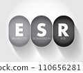 ESR Erythrocyte Sedimentation Rate - type of blood test that measures how quickly erythrocytes settle at the bottom of a test tube that contains a blood sample, acronym text concept 110656281
