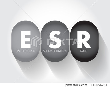 ESR Erythrocyte Sedimentation Rate - type of blood test that measures how quickly erythrocytes settle at the bottom of a test tube that contains a blood sample, acronym text concept 110656281
