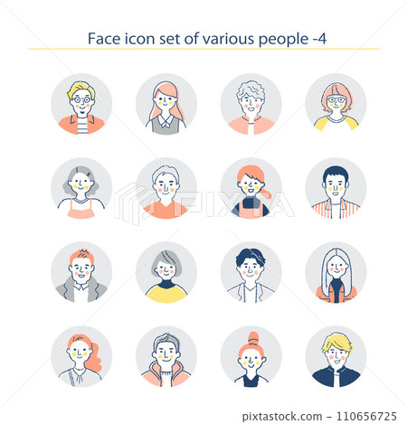 Young men and women icon set upper body 4 110656725