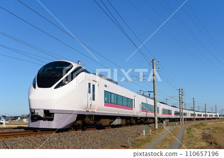 Joban Line Limited Express running around a curve Joban Line Limited Express running around a curve 110657196