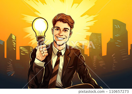 AI-generated content. businessman in office have good idea illustration 110657273