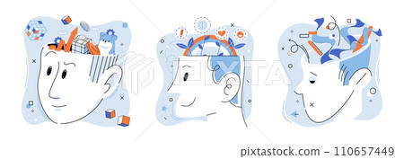 Mindset. Vector illustration. Learning is ongoing journey self-discovery, improvement, and transformation Inspiration ignites creative thinking, leading to innovative breakthroughs Positive thinking Mindset. Vector illustration. Learning is ongoing journey self-discovery, improvement, and transformation Inspiration ignites creative thinking, leading to innovative breakthroughs Positive thinking 110657449