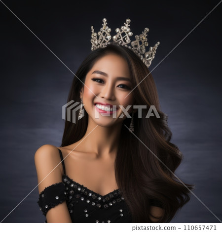 Asian girl beauty queen, beautiful girl in crown close-up Asian girl beauty queen, beautiful girl in crown close-up 110657471