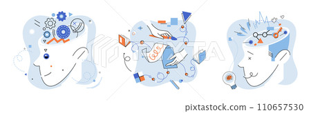 Abstract thinking. Vector illustration. Creative thinking is valuable skill can lead to innovative solutions and breakthroughs The abstract thinking concept encourages us to question assumptions 110657530