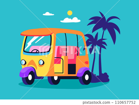 Tuk-tuk Asian transport - modern colored vector illustration 110657752