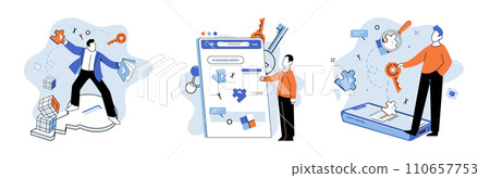 Logical thinking. Vector illustration. Contemplation provides us with mental clarity necessary to make reasoned judgments and consider alternative perspectives It is through contemplation logical 110657753