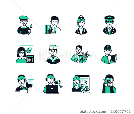 Modern professions for different people - line design style icons set 110657761