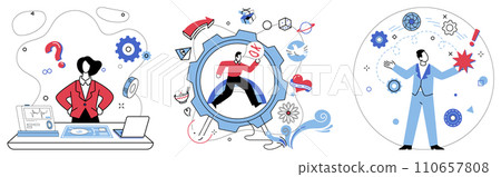 Brainstorming session vector illustration. The symphony intellect plays in brainstorming session, harmonizing thoughts into innovation In laboratory thought, brainstorming session concocts elixir Brainstorming session vector illustration. The symphony intellect plays in brainstorming session, harmonizing thoughts into innovation In laboratory thought, brainstorming session concocts elixir 110657808