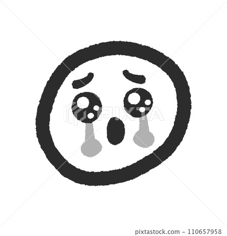 含淚的Emoji表情-簡單可愛的手繪含淚哭臉設計素材 110657958