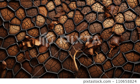 Close-up of intricate tree bark with patterns and texture. Generative Ai. 110658824