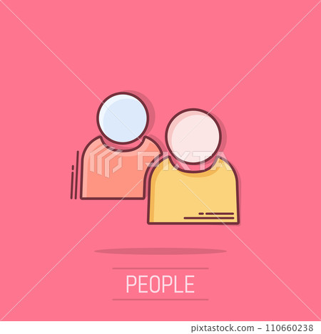 People communication icon in comic style. People vector cartoon illustration pictogram. Partnership business concept splash effect. 110660238