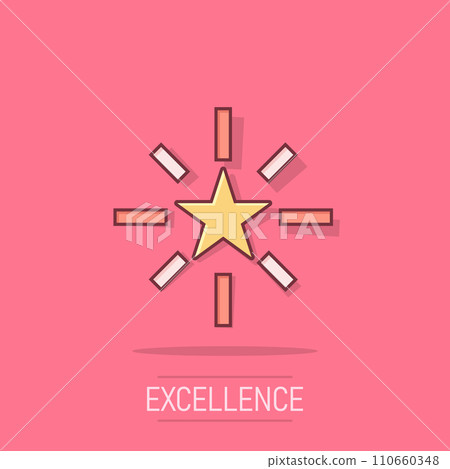 Excellence icon in comic style. Star ribbon...-插圖素材 [110660348] - PIXTA圖庫