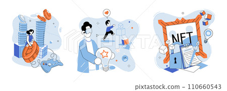 Web 3 vector illustration. The web3 metaphor represents paradigm shift in concept internet and its capabilities Businesses thrive in digital economy by leveraging blockchain technology and Businesses Web 3 vector illustration. The web3 metaphor represents paradigm shift in concept internet and its capabilities Businesses thrive in digital economy by leveraging blockchain technology and Businesses 110660543