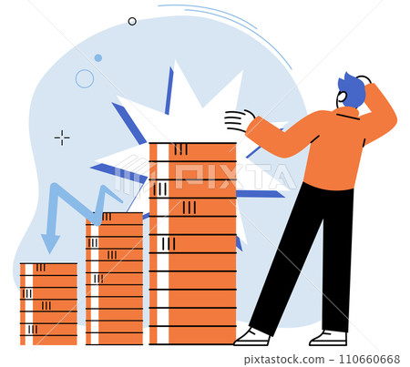 Falling economy. Vector illustration. Economic crises chave far-reaching consequences on businesses and individuals The falling economy metaphor highlights importance financial literacy and resilience Falling economy. Vector illustration. Economic crises chave far-reaching consequences on businesses and individuals The falling economy metaphor highlights importance financial literacy and resilience 110660668