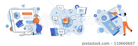 Crypto wallet vector illustration. The internet serves as gateway for digital wallet transactions Cash transactions are being replaced by digital payments through wallets NFTs are stored in digital Crypto wallet vector illustration. The internet serves as gateway for digital wallet transactions Cash transactions are being replaced by digital payments through wallets NFTs are stored in digital 110660687