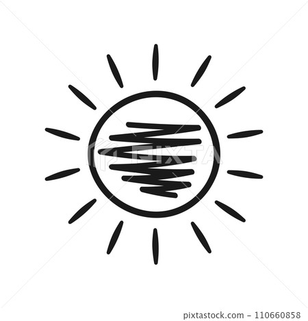 Simple sun icon outline. Hand drawn sun icon. Vector illustration 110660858