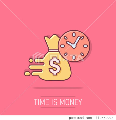 Vector cartoon business and finance management icon in comic style. Time is money concept illustration pictogram. Financial strategy business splash effect concept. Vector cartoon business and finance management icon in comic style. Time is money concept illustration pictogram. Financial strategy business splash effect concept. 110660992