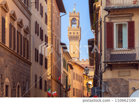 Palazzo Vecchio and Arnolfo Tower in Florence early in the morning. Palazzo Vecchio and Arnolfo Tower in Florence early in the morning. 110662100