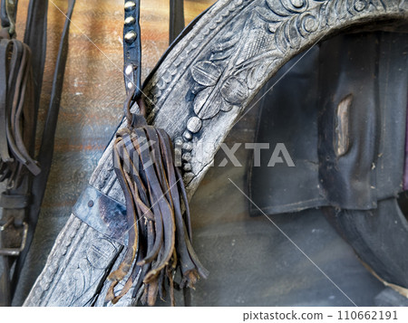 A fragment of artistic wood carving on an arc from a 19th century horse harness found in Siberia A fragment of artistic wood carving on an arc from a 19th century horse harness found in Siberia 110662191