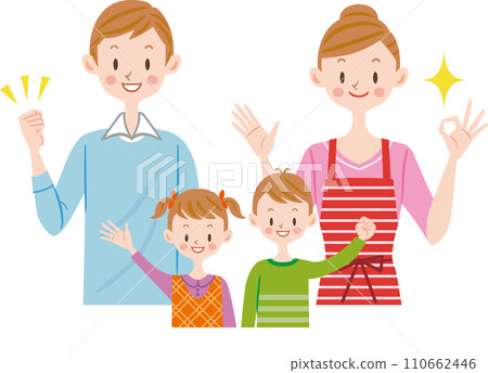 family laughing cheerfully 110662446