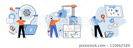 Startup idea. Vector illustration. Project management skills are crucial in ensuring startup ideprogresses smoothly and reaches its intended targets Creativity is fuel propels startup ideforward 110662589