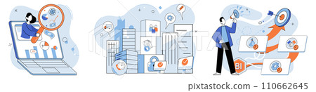Business objectives. Vector illustration. Effective planning is key to making informed investment decisions Investing in employee well-being and satisfaction leads to business success Business 110662645