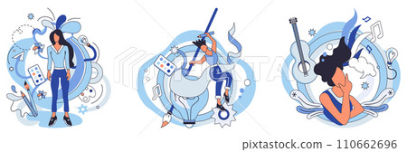 Artistic imagination vector illustration. A leap imagination is heartbeat art, pulsating with rhythm creative exploration Artistic creativeness, fueled by passion, becomes driving force Artistic imagination vector illustration. A leap imagination is heartbeat art, pulsating with rhythm creative exploration Artistic creativeness, fueled by passion, becomes driving force 110662696