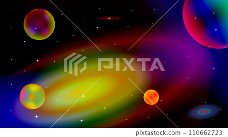 Retro Starry Planetary Landscape With Galaxy Background 110662723