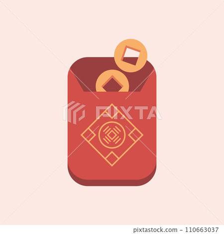 Chinese New Year Red Envelope with Gold Vector illustration in flat design style 110663037