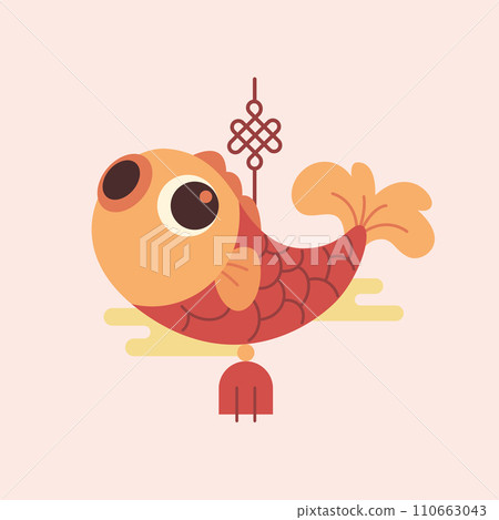 Chinese New Year Cute Cartoon Fish Hanging Decoration Vector illustration in flat design style 110663043