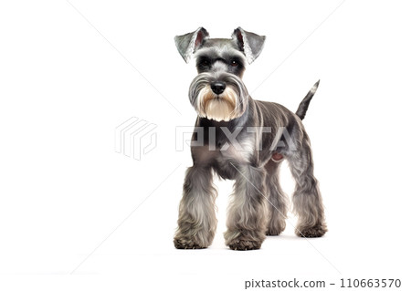 Image of miniature schnauzer dog on white background. Pet. Animals. 110663570