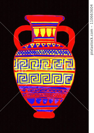 Ancient amphora with two handles isolated 110663604