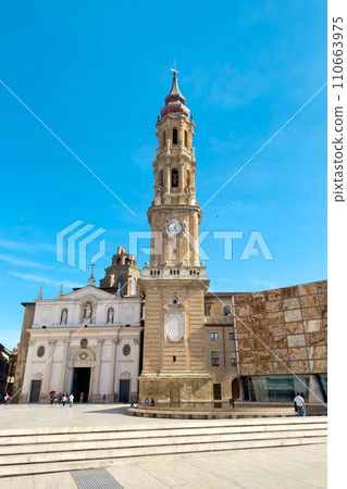 El Salvador cathedral and Seo square of Zaragoza in a sunny day, Aragon, Spain El Salvador cathedral and Seo square of Zaragoza in a sunny day, Aragon, Spain 110663975
