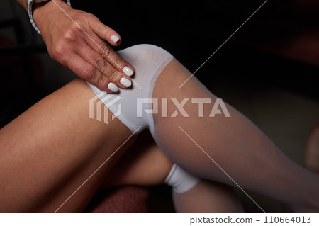 style. fashion. shoes. high women's black boots. beautiful female legs. 110664013