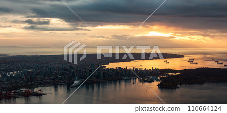 Downtown Vancouver, British Columbia, Canada. Aerial Panoramic Downtown Vancouver, British Columbia, Canada. Aerial Panoramic 110664124